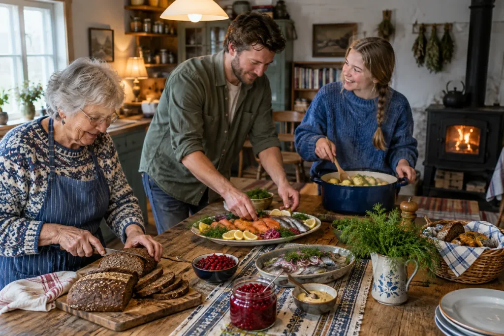 Familj i flera generationer lagar nordisk mat i ett lantkök